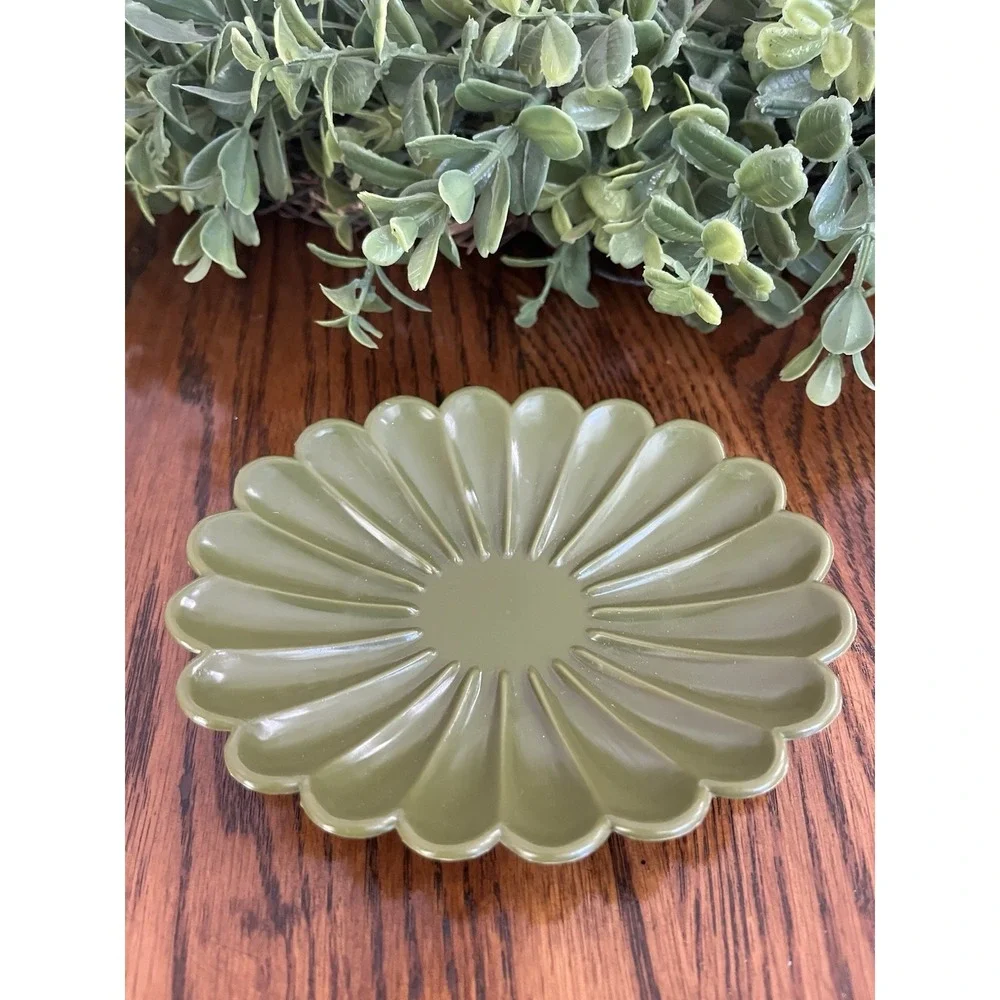 Vintage Soap Dish Tray Avocado Green 1960s Retro USA Bathroom Kitchen